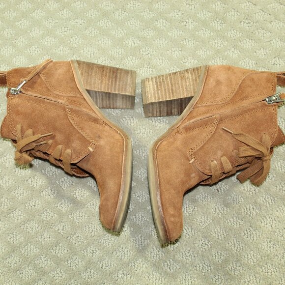 Dolce Vita Size 6.5 Brown Suede Lace Up 3.5" Heeled Boots - Picture 3 of 7